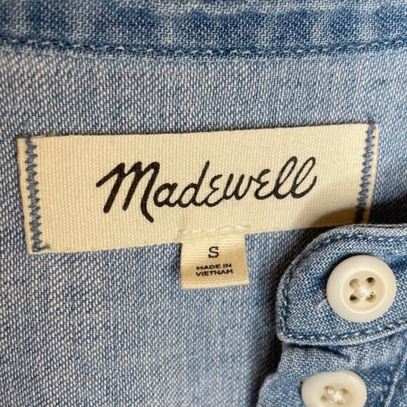 Madewell Chambray Button Front Pullover Shirt, S - Picture 8 of 9